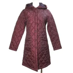 ラベンハム LAVENHAM キルティングコート 中綿 フーディー ミドル丈 36 M相当 ボルドー IBO92 /X