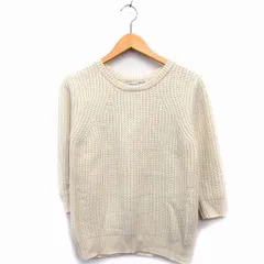 スピック&スパン Spick&Span セーター ニット 七分袖 丸首 ウール混 ローゲージ 切替リブ クリーム /HT22
