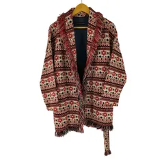 ザラ ZARA ネイティブ ジャガード フリンジガウンコート レディース import：M 