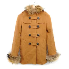 ロイヤルパーティー ROYAL PARTY ダッフル コート ミディ丈 ラクーンファー メルトン 無地 シンプル ベルトボタン ウール 毛 36 ブラウン 茶 /HT8