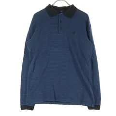 agnes b. homme アニエスベーオム 日本製 ボーダー柄 長袖 ポロシャツ XS ブルー系 メンズ 古着