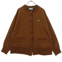 LACOSTE ラコステ ワンポイントロゴ 長袖 ドルマンスリーブ クルーネック スウェット カーディガン 36 ブラウン レディース 古着のサムネイル