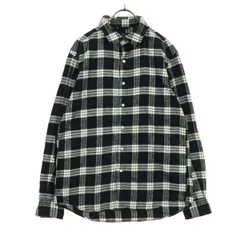 美品 SHIPS シップス 日本製 チェック柄 長袖 ネルシャツ M ブラック系 メンズ 古着