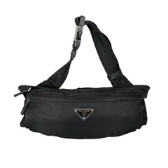 【中古】PRADA プラダ ショルダーバッグ サフィアーノレザー ショルダーバッグ 230g ブラック ユニセックス 三角ロゴ