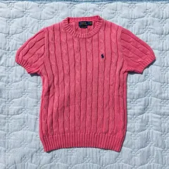 ポロ ラルフローレン ケーブル 半袖 ニット ピンク S レディース オススメ