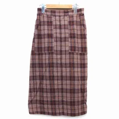 ディスコート Discoat Aライン スカート グレンチェック 柄 ロング ミモレ丈 綿混 麻混 F ブラウン 茶 /HT1