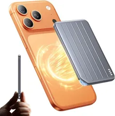 Jonukich モバイルバッテリー MagSafe対応 超薄型 8mm 軽量 小型 8000mAh マグセーフ マグネット式充電器 ワイヤレス充電 大容量 急速充電 PD20W 2台同時充電 LED電量表示 PSE認証済 (グレー)