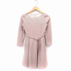 プロポーション ボディドレッシング PROPORTION BODY DRESSING レース フレア ワンピース 丸首 長袖 ひざ丈 ウール混 1 スモーキーピンク /FT30