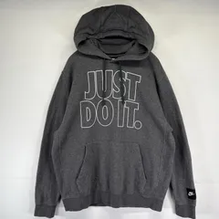 古着 ナイキ NIKE パーカー スウェット フーディ プルオーバー 大判プリント JUST DO IT L  ダークグレー系 メンズ