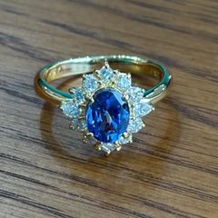 極美色 パライバトルマリン 0.176ct ダイヤモンドリング K18YG ソ付 