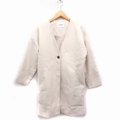 イーハイフンワールドギャラリー E HYPHEN WORLD GALLERY PEACE ノーカラー コート アウター ロング 無地 F オフホワイト 白 /FT40