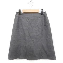ナチュラルビューティーベーシック NATURAL BEAUTY BASIC フレアスカート ひざ丈 ウール 柄 M グレー 灰 /FT2