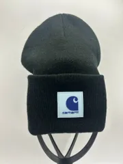 Carhartt カーハート ラバー ロゴ ニット帽 ビーニー キャップ 帽子 ブラック ブルー P-03