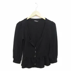 セシルマクビー CECIL McBEE カーディガン ニット 丸首 七分丈 ペプラム リブ ブラック 黒 /HT11