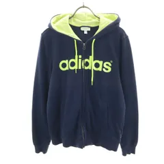 adidas NEO アディダスネオ 長袖 スウェット ジップパーカー L ネイビー メンズ 古着