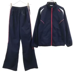 asics アシックス ウインドブレーカー 上下 セットアップ M ネイビー レディース 古着のサムネイル