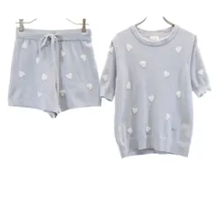 gelato pique ジェラートピケ ハート柄 半袖 ルームウェア 上下 セットアップ F ブルーグレー レディース 古着