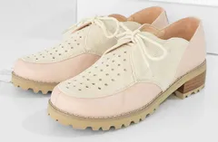 美品* PINK HOUSE ◆ パンチング コンビ シューズ ピンク×ベージュ 3(M)サイズ レザー ドレスシューズ ピンクハウス ◆J3-1のサムネイル