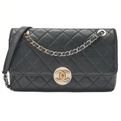 CHANEL シャネル マトラッセ サークルココ シングルフラップ チェーンショルダー ラムスキン  黒 ゴールドＸシルバー金具 レディースバッグ ブランド【中古】【送料無料】