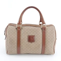 セリーヌ マカダム ミニ ボストン レザー ハンドバッグ トート 本革 ブラウン 茶色 ブランド レディース EBM DU40-10【中古】