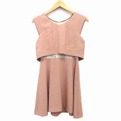 リミットレスラグジュアリー LIMITLESS LUXURY ワンピース フレア 膝丈 レイヤード風 レース ノースリーブ 丸首 36 ピンクベージュ /HT34