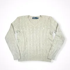 Polo by Ralph Lauren ポロバイ ラルフローレン / 90s ピュアシルク ケーブルVネックニット SIZE:M
