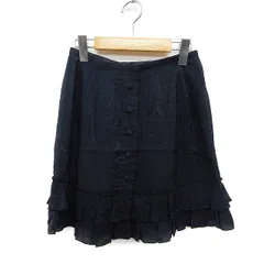 ルージュヴィフ Rouge vif ラップ フレアスカート ミニ 裾ティアード 無地 36 ブラック 黒 /FT15