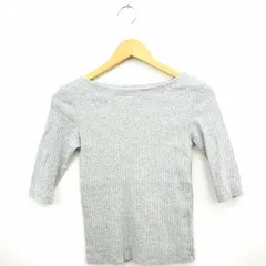 ジーユー GU ニット セーター リブ シンプル 丸首 七分袖 コットン 綿 S グレー /MT13