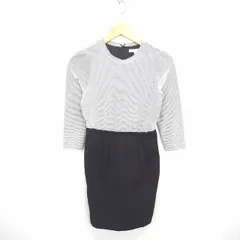 プロポーション ボディドレッシング PROPORTION BODY DRESSING ワンピース ひざ丈 ボーダー 切替 タイト 七分袖 1 ホワイト ブラック 白 黒 /TT17