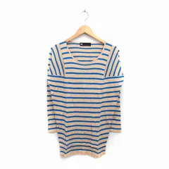 スライ SLY ニット カットソー 丸首 長袖 ラグランスリーブ 綿混 ボーダー 柄 1 ライトベージュ ライトブルー 青 /HT6