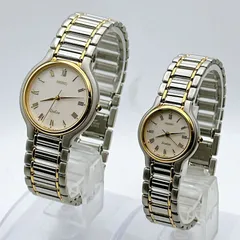 SEIKO セイコー ペアウォッチ DOLCE EXCELINE ドルチェ エクセリーヌ メンズ レディース 腕時計 ゴールド シルバー コンビカラー 稼働 美品 箱付き 白文字盤 希少 レア