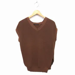 バンヤードストーム BARNYARDSTORM ニット セーター Vネック コットン 綿 リブ 透け感 スリット 半袖 0 茶 ブラウン /NT21