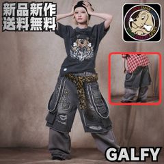 ☆新品タグ付☆ GALFY ガルフィー オーバーオール デニム 黒 デカロゴ