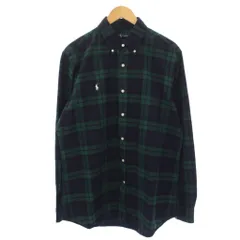 ラルフローレン RALPH LAUREN BEAMS別注 シャツ 長袖 ボタンダウン チェック柄 ロゴ刺繍 L 緑 紺 /BM