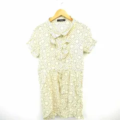 ミスティック mystic シャツ ブラウス ドット 水玉 フリル 半袖 F アイボリー ブラック 黒 /MT19