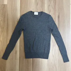 【230608】UNITED ARROWS ユナイテッドアローズ  長袖ニット　セーター　リブ　ストレッチ　ウール・シルク・カシミヤ混　丸首  ・ ダークグレー