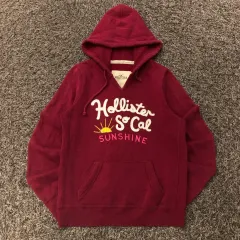 L ホリスター バーガンディ フードTシャツ