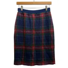 plein de vie プランドヴィー チェック柄 ニットスカート 9号 紺ネイビー■ECD001 /TD