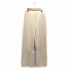 キアロ Chiaro パンツ ストレート ニット リブ ハイゲージ 総柄 F ベージュ /NT31