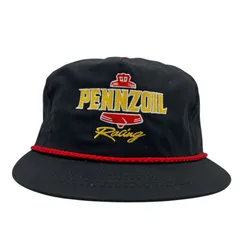 【キャップ/帽子】USA製 80-90s PENNZOIL Racing（ペンゾイル・レーシング）ビンテージ トラッカーキャップ ブラック 黒 イエロー 黄 レッド 赤  US製 アメリカ製 Made in USA