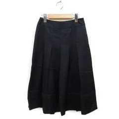 ギャバジンケーティー Gabardine K.T ボックス プリーツ スカート ミモレ丈 裾ティアード 柄 7 ブラック 黒 /FT11