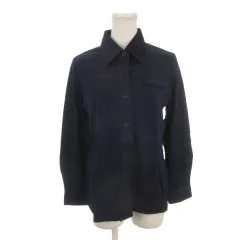 ピエールカルダン Pierre Cardin TRICOTS シャツ ウール 11 紺 ネイビー 長袖 レギュラーカラー ピンタック ストレッチ /AH25 ■ECB001のサムネイル