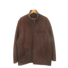 クロコダイル CROCODILE フェイクムートンジャケット LL 茶 ブラウン 無地 スタンドカラー 長袖 /AH21 ■ECB001
