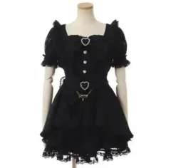 リズリサ カシュクール フロント BIG リボン セットアップ ブラック 半袖 量産型 地雷系