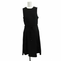 ザラ ベーシック ZARA BASIC ワンピース ノースリーブ ロング クルーネック ベルト付き S 黒 ブラック /XZ ■GY49