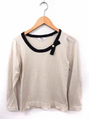 ナチュラルビューティーベーシック NATURAL BEAUTY BASIC ニット セーター 飾りボタン 丸首 長袖 アンゴラ混 M ベージュ /FT24