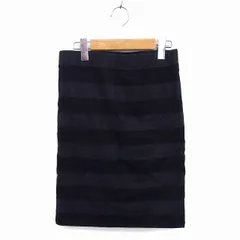 スピック&スパン Spick&Span スカート タイト ひざ丈 ニット ウール ストレッチ ボーダー 黒 ブラック /NT29