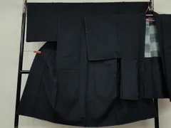 平和屋着物●男性　紬　アンサンブル　濃藍色　正絹　逸品　未使用　CABD0183ut
