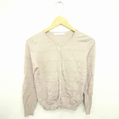 エフデ ef-de カーディガン ニット 丸首 ビジューボタン 長袖 9 ベージュ 薄茶 /TT4