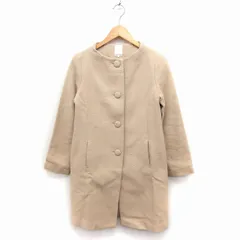 テチチ Te chichi ノーカラー コート アウター シングル ミドル丈 無地 ウール混 M ベージュ /FT31
